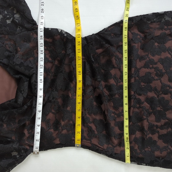 Coldwater Creek Lace Floral Cowl Neck Ruched Formal Dress 8 Black Brown - Picture 14 of 16